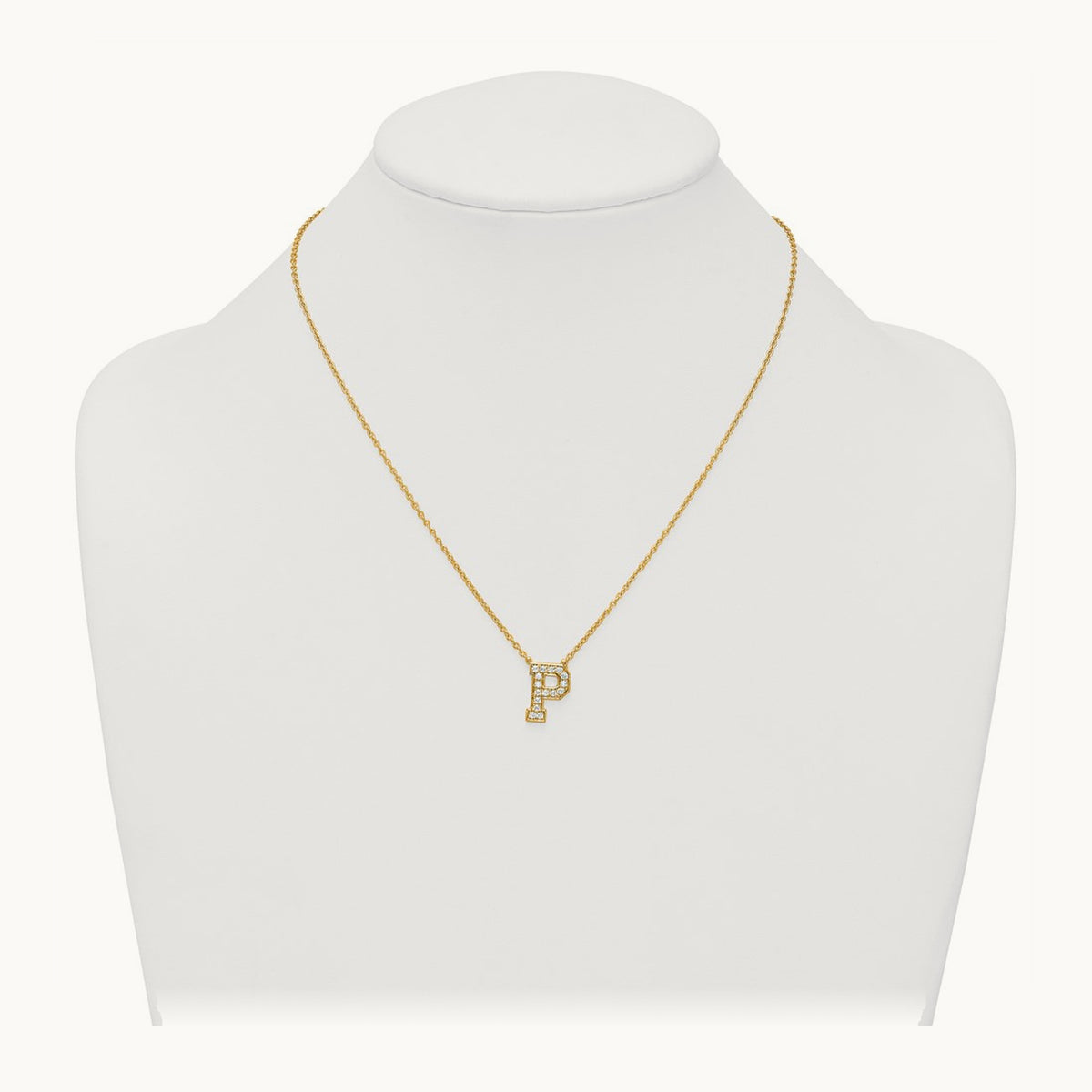 Initial Necklace — 14K Yellow Gold, P, 3/8 ct