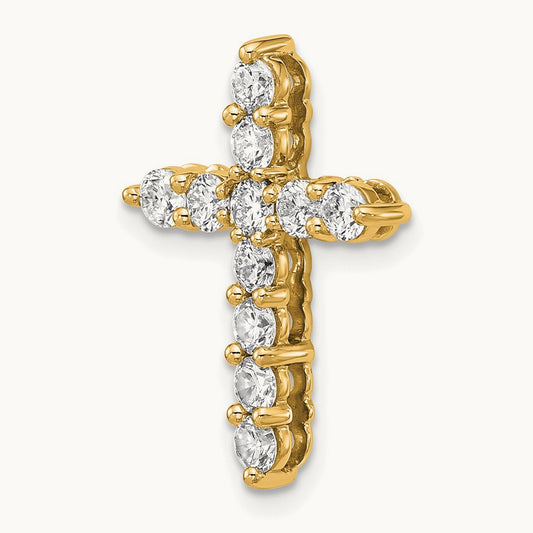 Cross Chain Slide Pendant, 1.00-4.00 ct tw Lab-Grown Diamond — 1 ct, 14K Yellow Gold