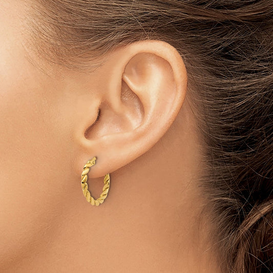 Polished Twisted Round Hoop Earrings — Leslie's — photo set