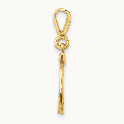 Small Brushed Diamond-cut Number 42 Charm, 14K
