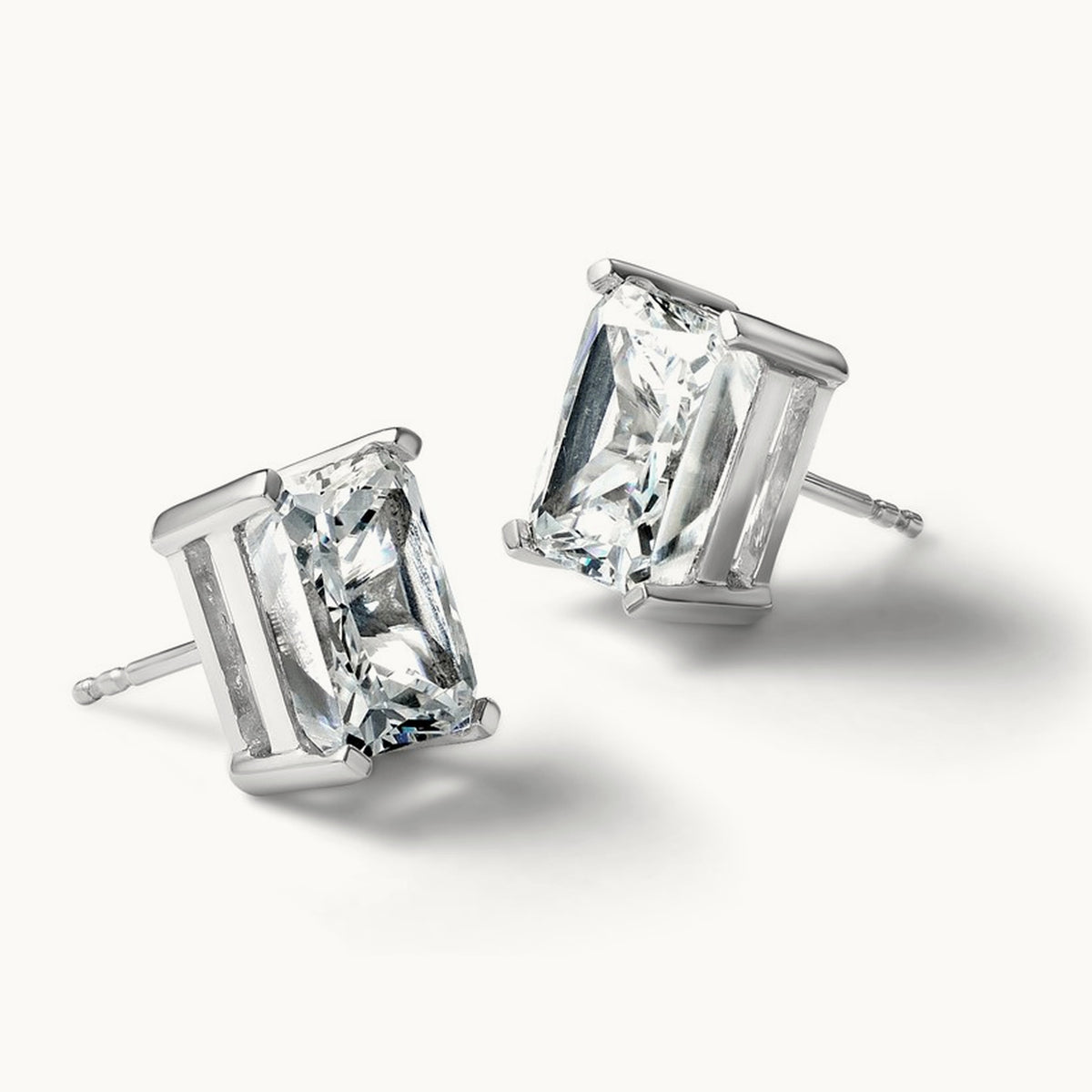 Radiant Four-Prong Stud Earrings, 0.50-6.00 ct tw Lab-Grown Diamond — 6 ct, 14K White Gold