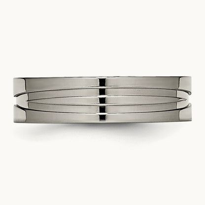 Polished Grooved Band, 6mm, Titanium