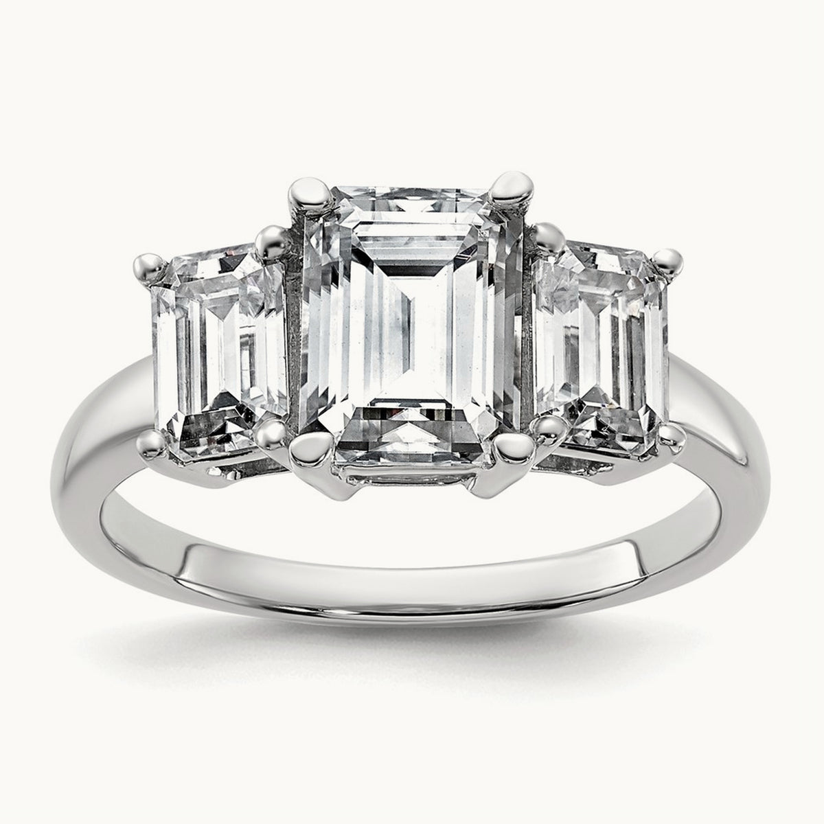Emerald 3 Stone Engagement Ring, 1.50-4.25 ct tw Lab-Grown Diamond — 1 1/2 ct, 14K White Gold