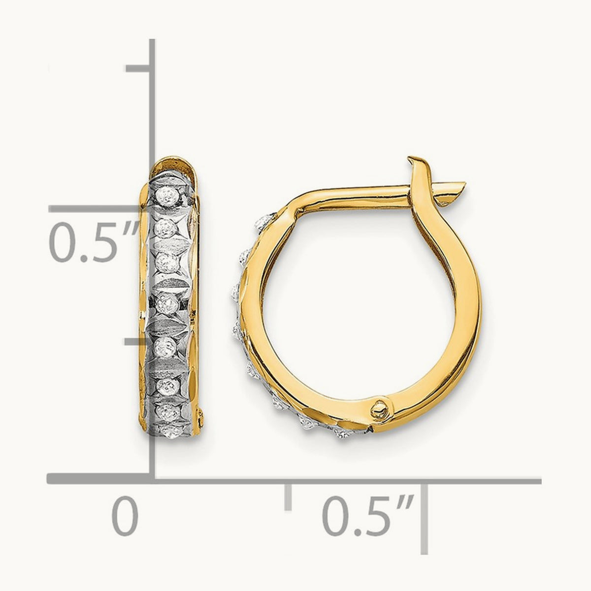 Diamond Fascination Dia. Dust/Accent Hinged Hoop Earrings, 14K