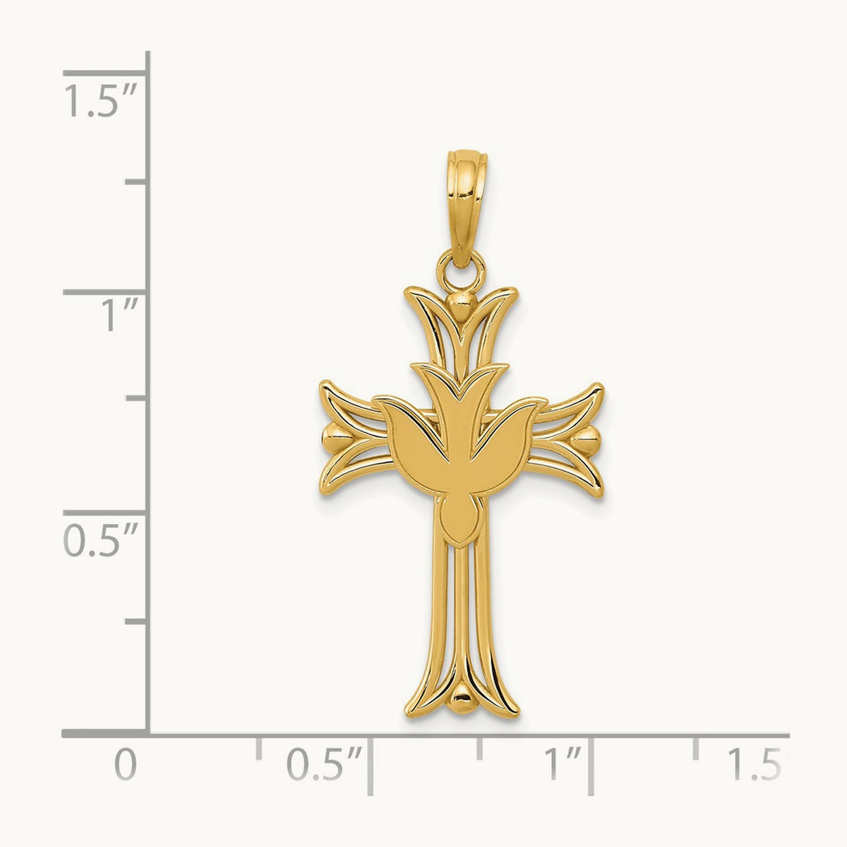 Dove on Cross Pendant, 14K
