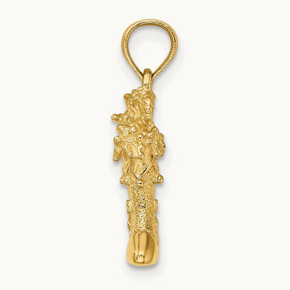 Solid Polished 3D Christmas Stocking Charm, 14K