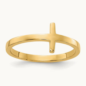 Sideways Cross Ring — 14K Yellow Gold, 7