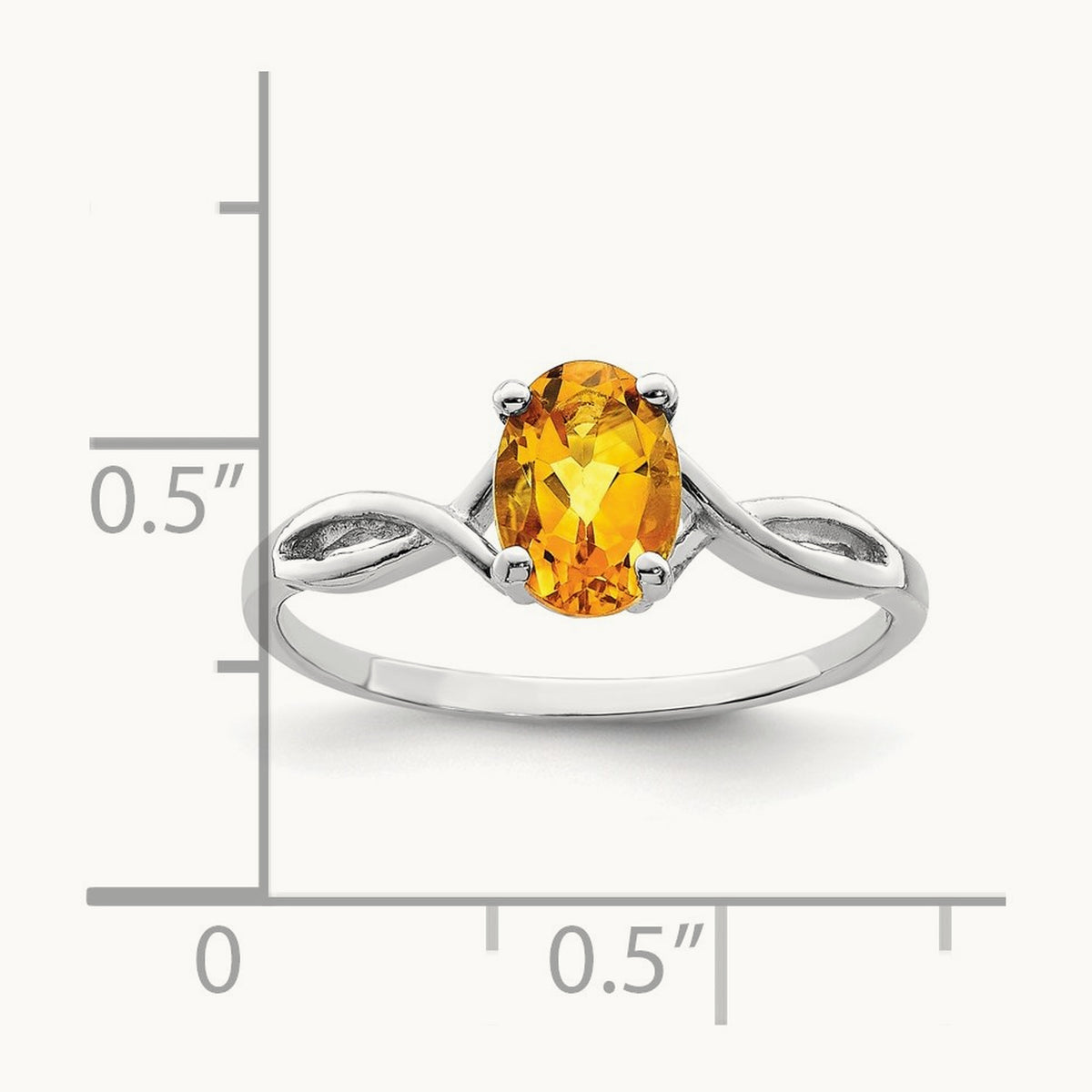 7x5mm Oval Citrine ring, 14K White Gold