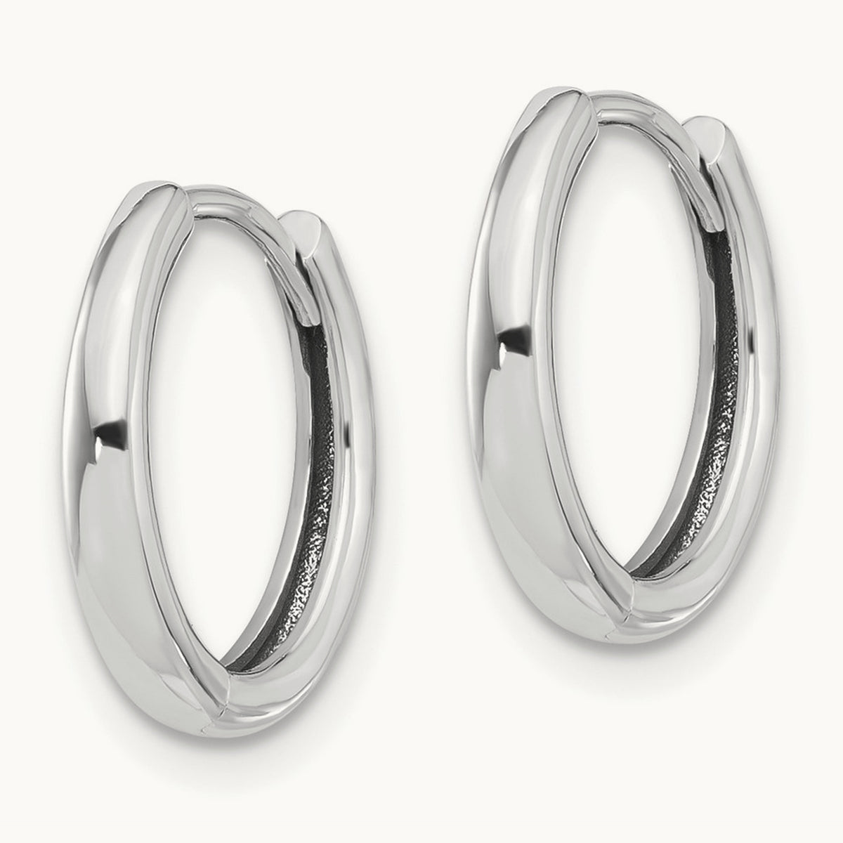 Polished Hinged Hoop Earrings — 14K White Gold
