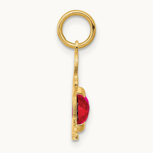 Boy 6x4 Oval Genuine Ruby-July — 14K Yellow Gold