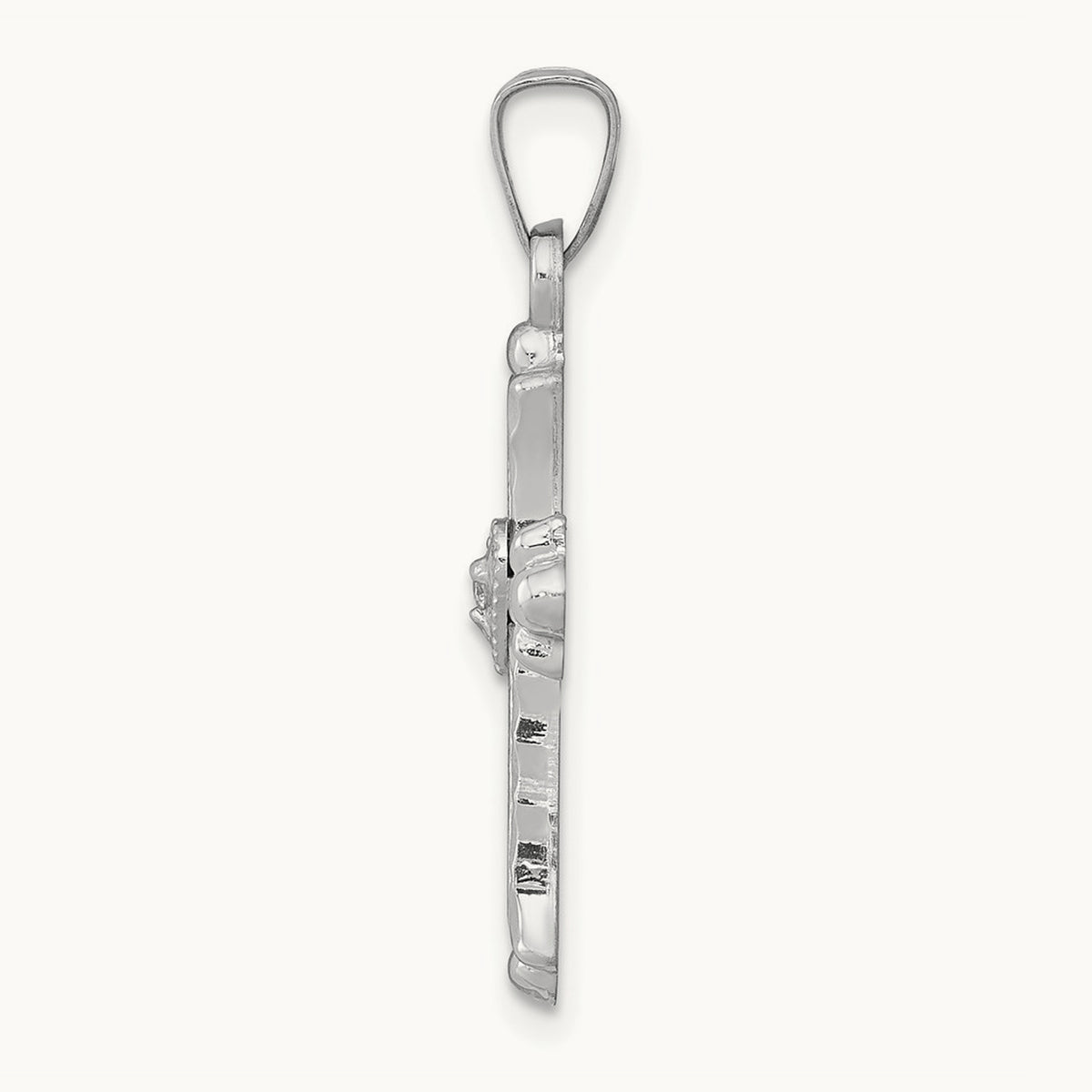 Diamond Fleur De Lis Cross Pendant, 14K White Gold