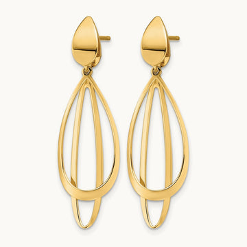 Polished and Brushed Post Dangle Earrings, 14K — Leslie's