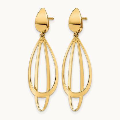 Polished and Brushed Post Dangle Earrings, 14K — Leslie's