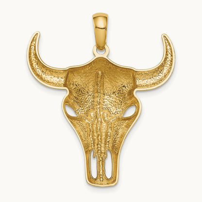 Steer Skull Pendant, 14K