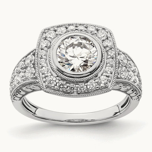 Halo Rnd Bezel Semi-Mount Ring, 1.00 ct tw