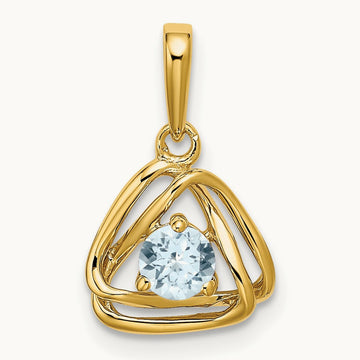 Aquamarine Triangle Pendant — 14K Yellow Gold