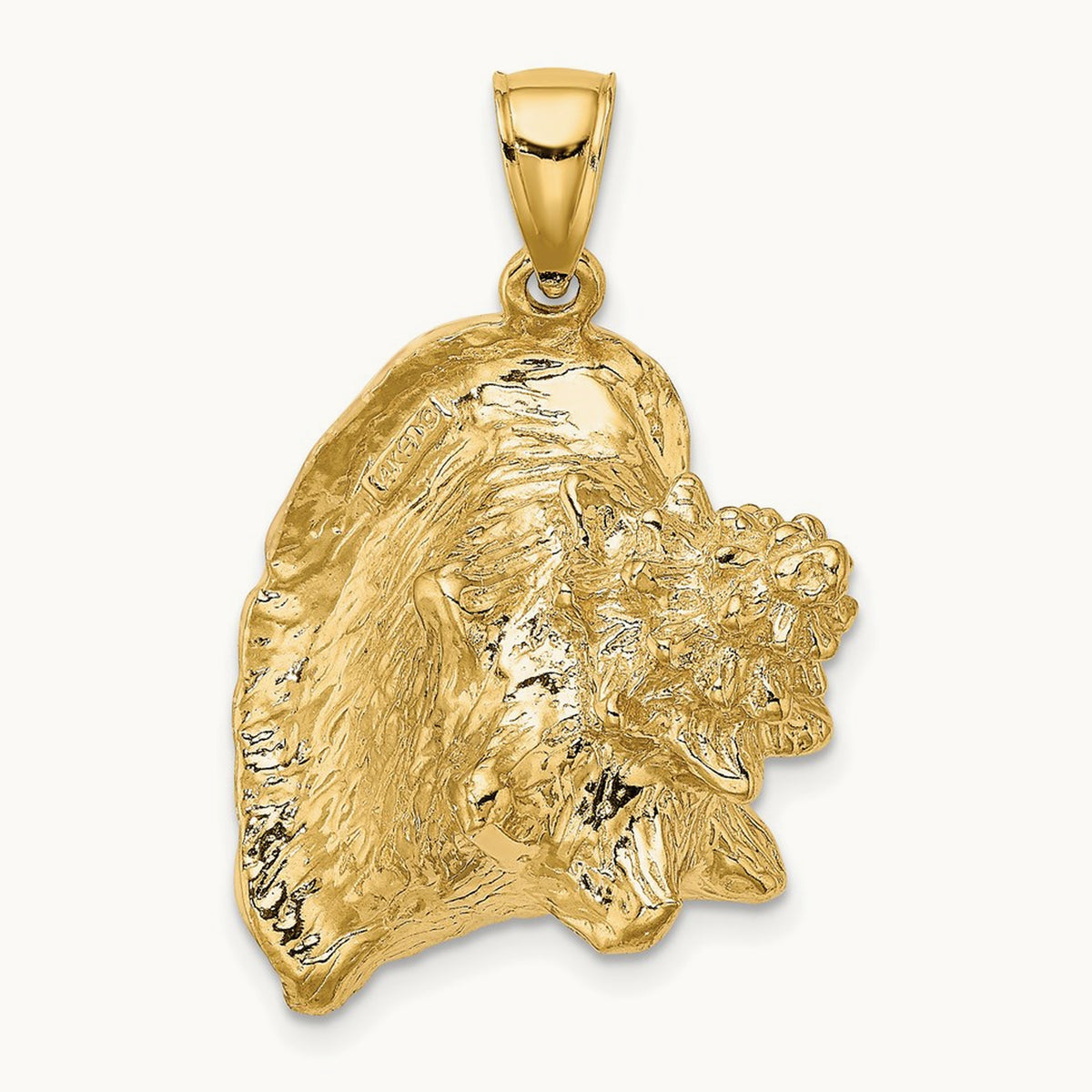3-D Enamel Large Conch Shell Charm, 14K