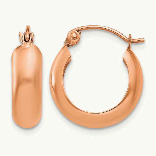 Polished Small Hoop Earrings, 14K Rose Gold