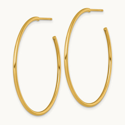 1.5 x Polished Post Hoop Earrings, 40mm, 14K