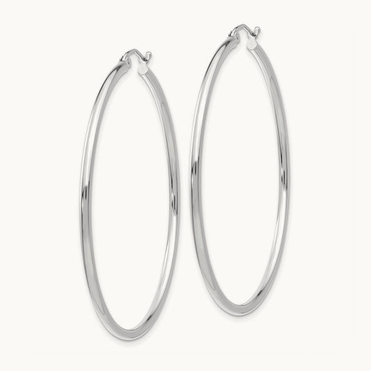 Polished Lightweight Tube Hoop Earrings, 2mm, 14K Rose Gold