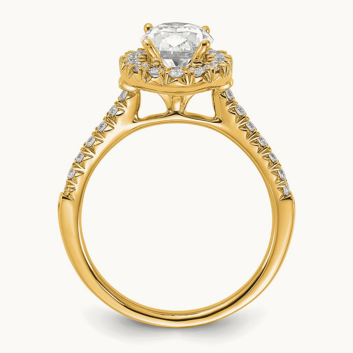 Oval Semi-Mount Halo Engagement Ring, 0.25-0.50 ct tw Lab-Grown Diamond — 1/2 ct (holds 1 1/2 ct center) · VS/SI (Great), 14K Yellow Gold, 7