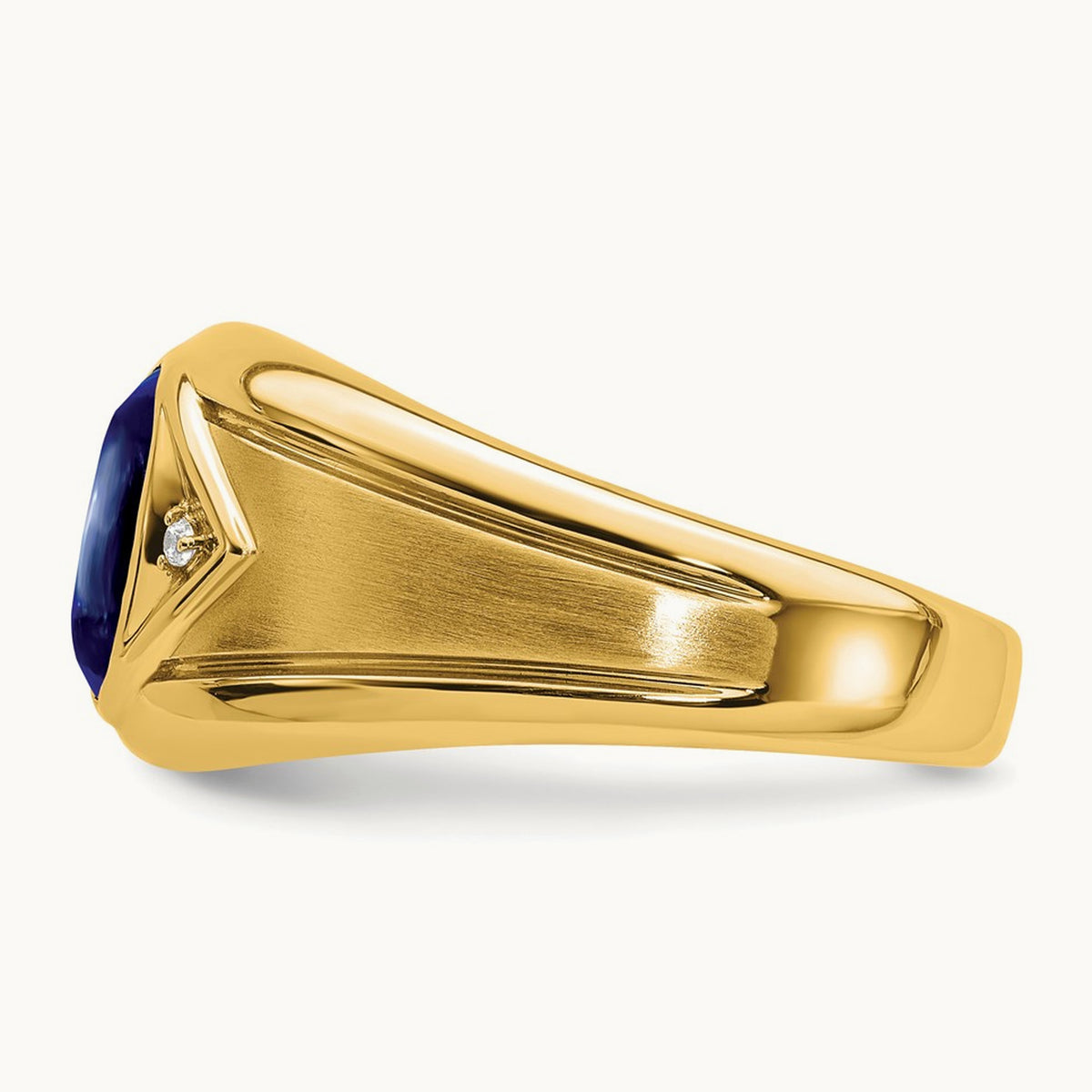 Created Sapphire and Diamond Mens Ring — 14K Yellow Gold, 10