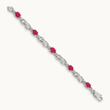 Diamond and Ruby Bracelet, 14K White Gold