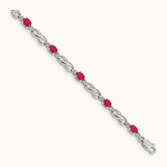 Diamond and Ruby Bracelet, 14K White Gold