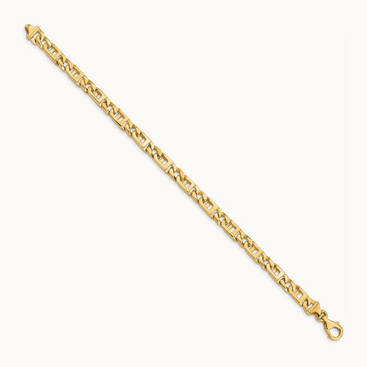 Hand-Polished Fancy Link Bracelet, 5.9mm, 14K
