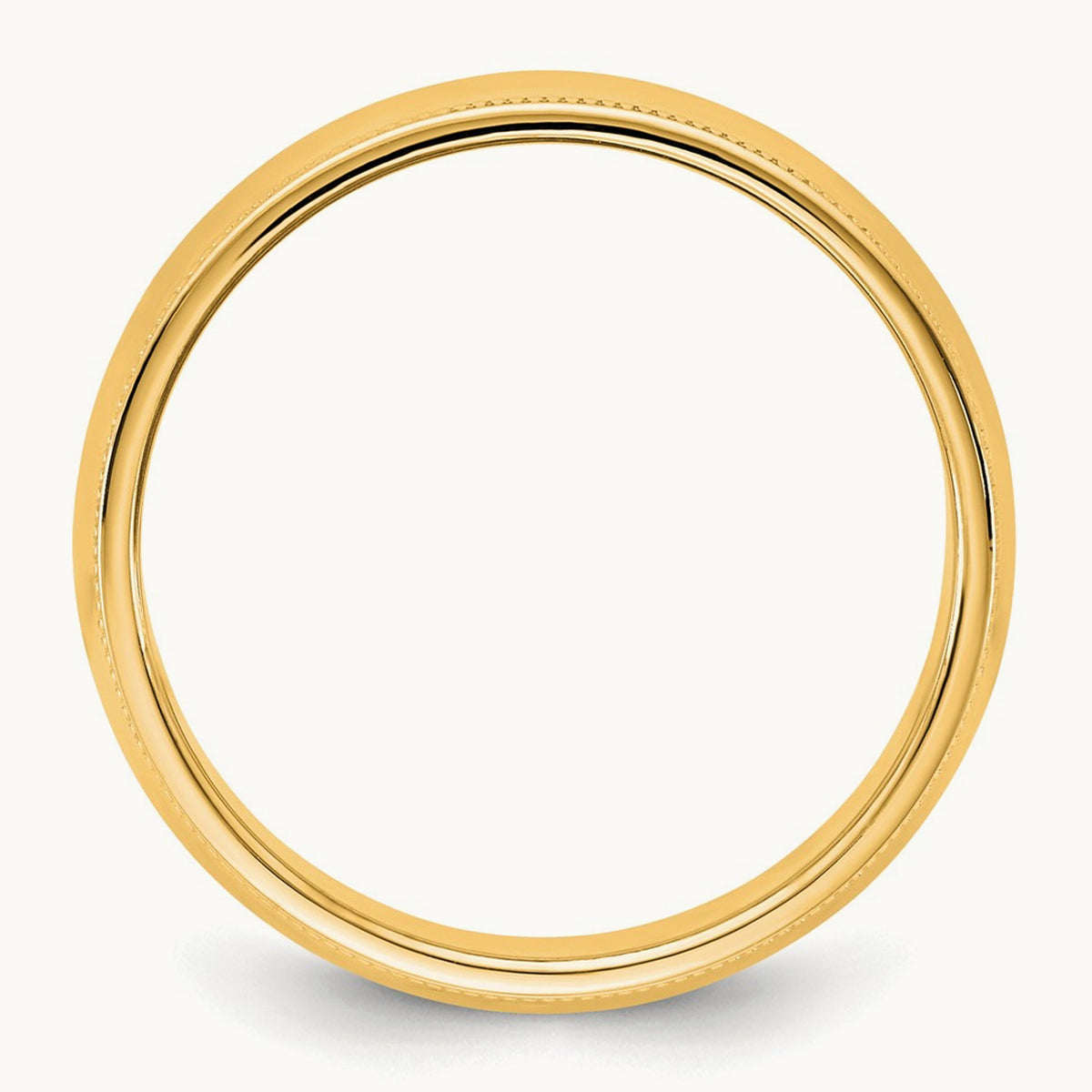 Milgrain Half Round Band, 6.5mm, 10K Yellow Gold