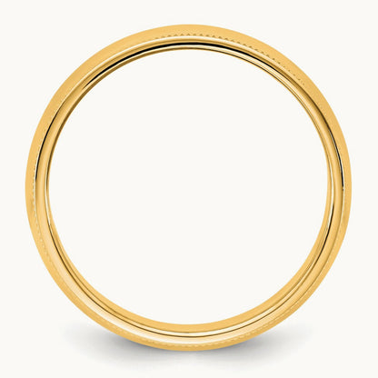 Milgrain Half Round Band, 6.5mm, 10K Yellow Gold