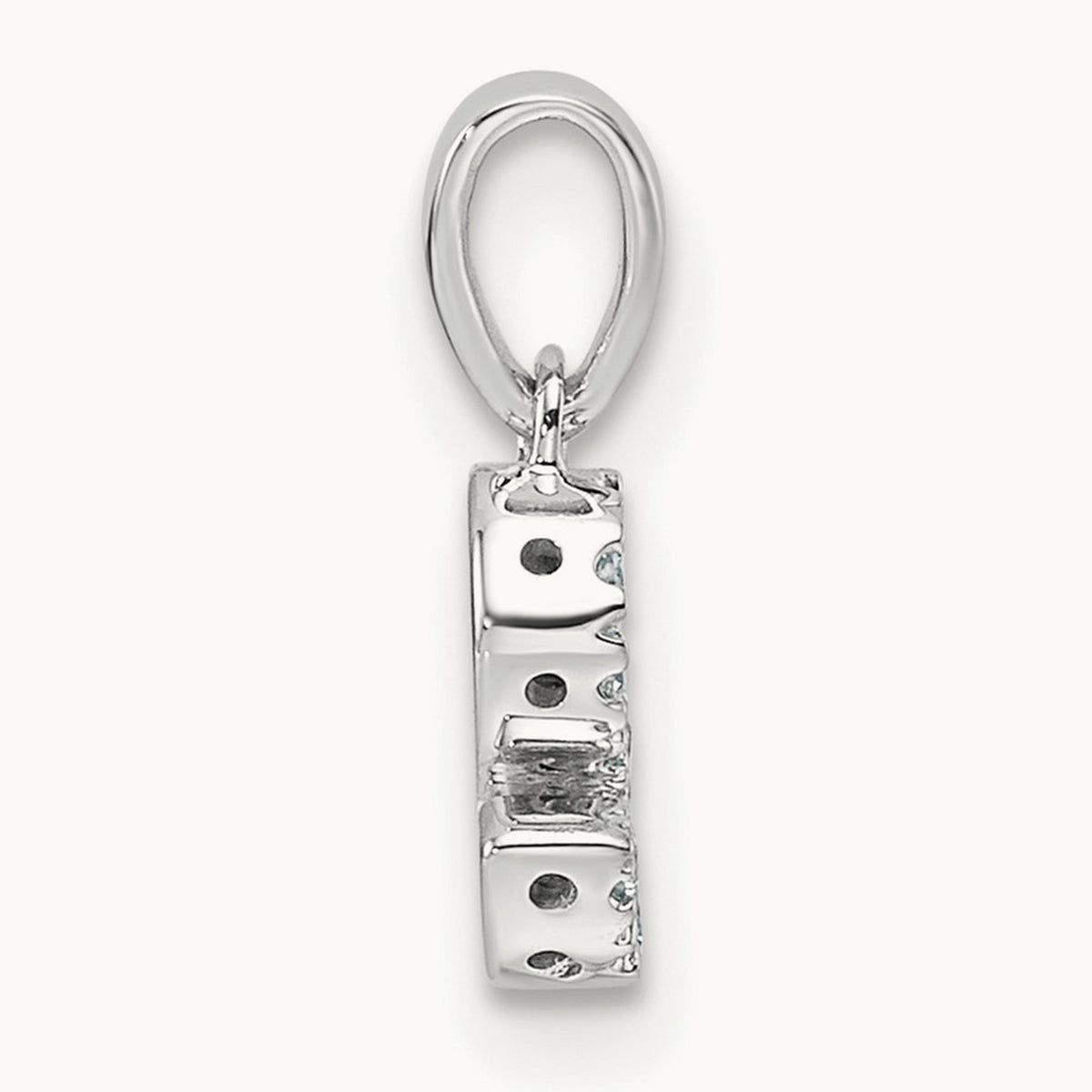 Diamond Initial with Bail Pendant — 14K White Gold, S