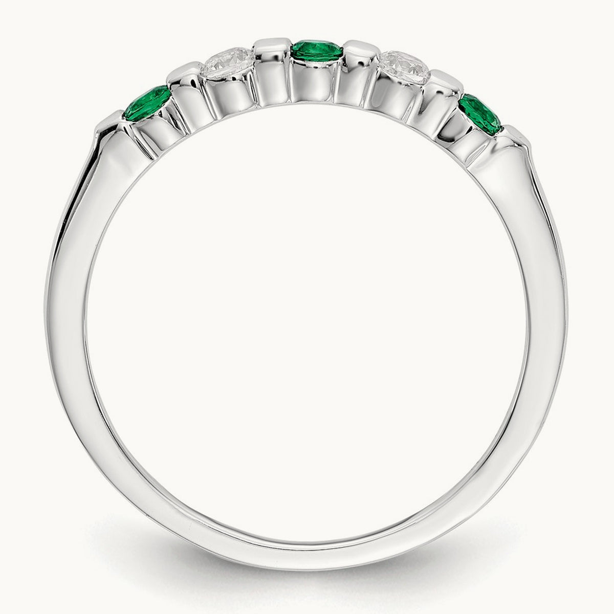 Diamond w/Emerald Band, 14K White Gold