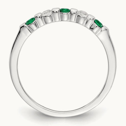 Diamond w/Emerald Band, 14K White Gold