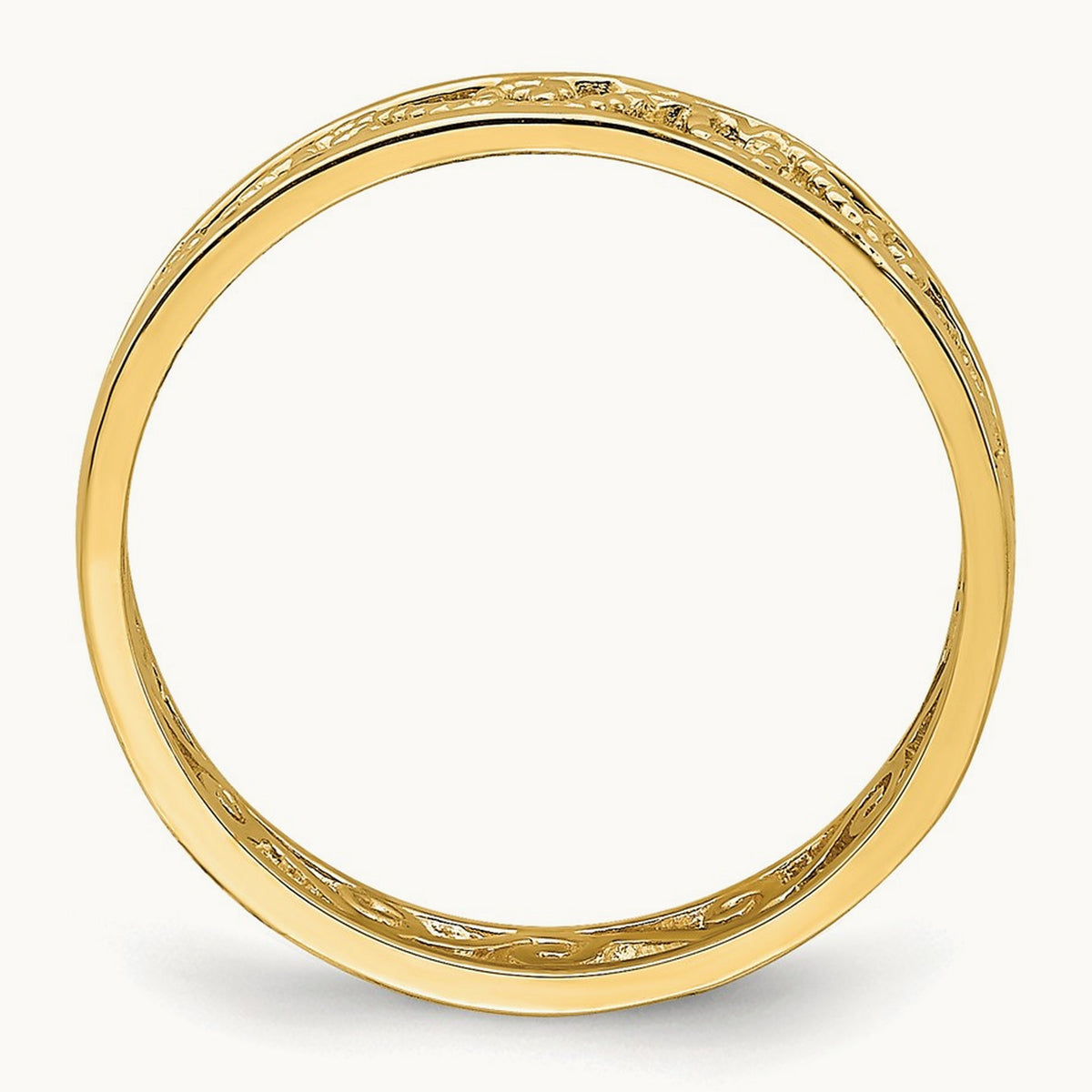 Beaded Scroll Cut-Out Band Child's Ring, 14K