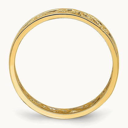 Beaded Scroll Cut-Out Band Child's Ring, 14K