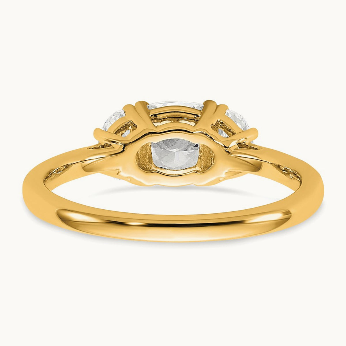 Half Moon & Cushion Semi-Mount Engagement Ring, 0.25-1.00 ct tw Lab-Grown Diamond — 3/8 ct, 14K Yellow Gold