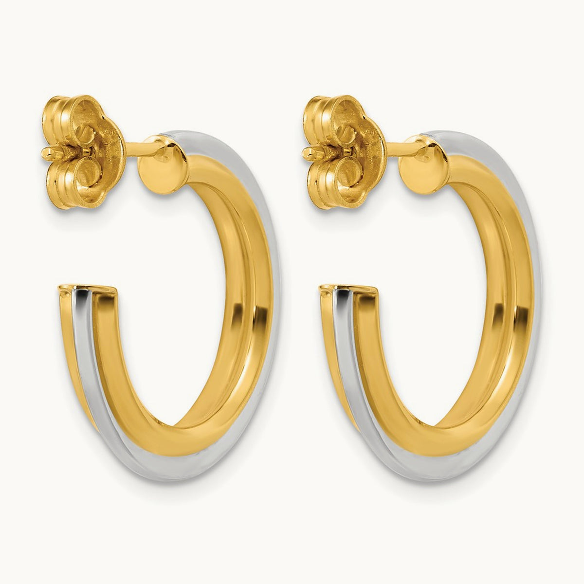 w/ Polished and Grooved J-Hoop Post Earrings — Leslie's — 22.5mm