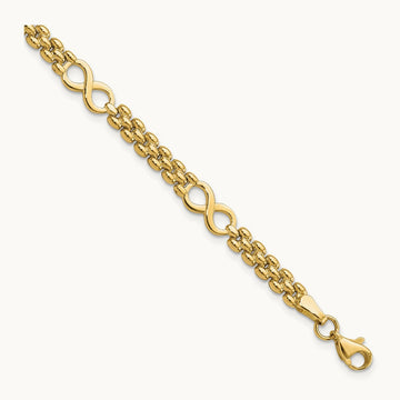 Polished Infinity and Fancy Link 7.5in Bracelet, 14K