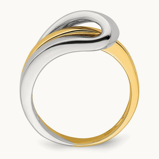 Polished with Folded Design Band — 14K Two-Tone Gold