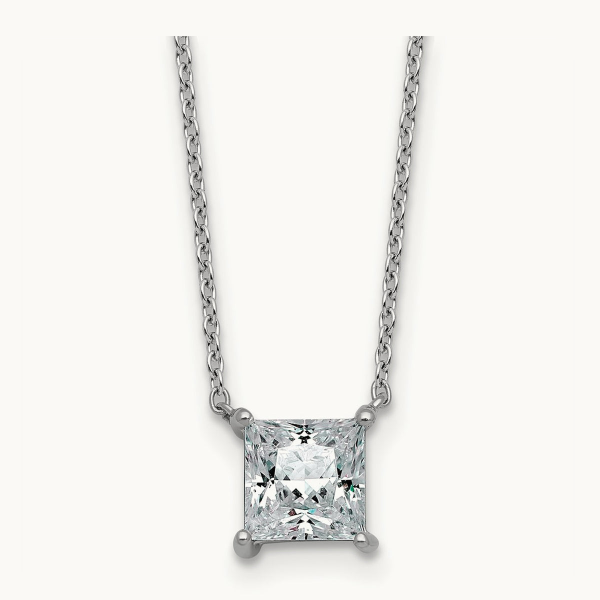 Princess Pendant Necklace, 0.25-4.00 ct tw Lab-Grown Diamond — 1 1/2 ct, 14K White Gold