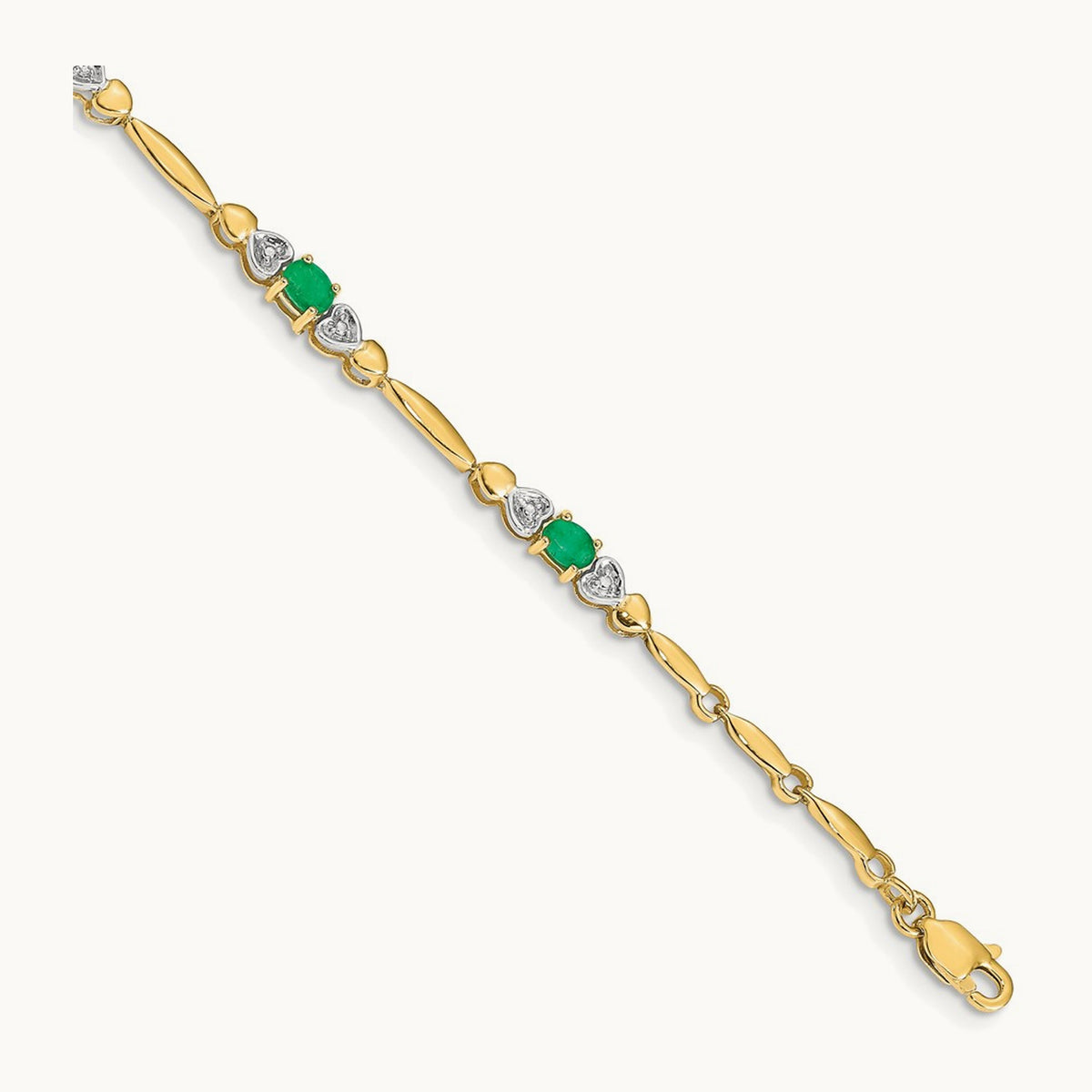 Diamond and Emerald Bracelet — 14K Yellow Gold