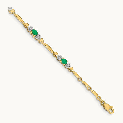 Diamond and Emerald Bracelet — 14K Yellow Gold