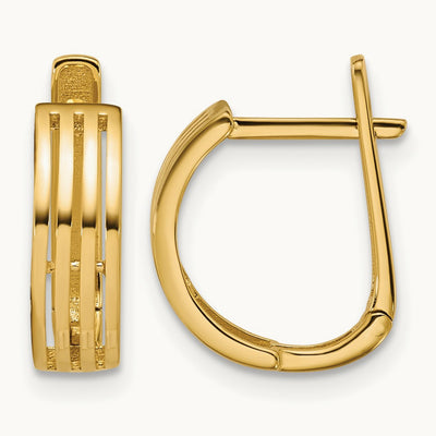 Polished and Grooved Hinged Hoop Earrings — Leslie's — 14K Yellow Gold