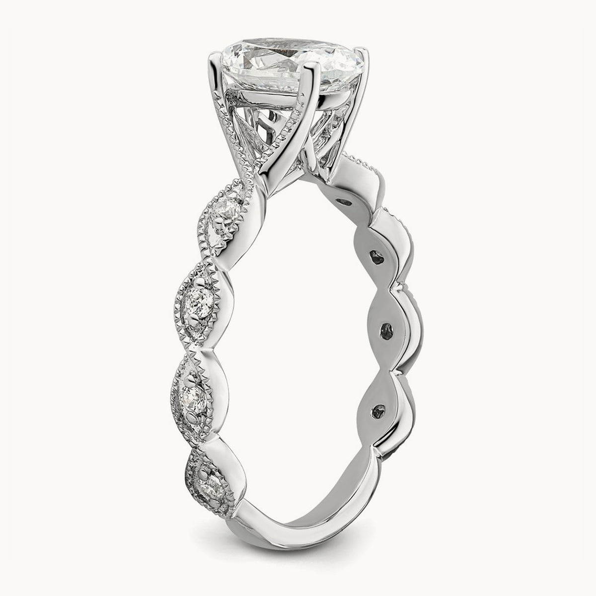 Oval Semi-Mount Engagement Ring, 0.10 ct tw Lab-Grown Diamond