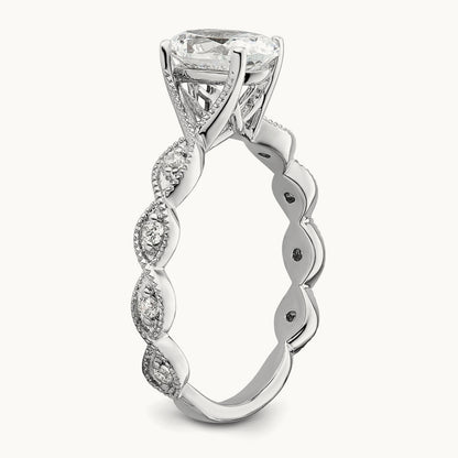 Oval Semi-Mount Engagement Ring, 0.10 ct tw Lab-Grown Diamond