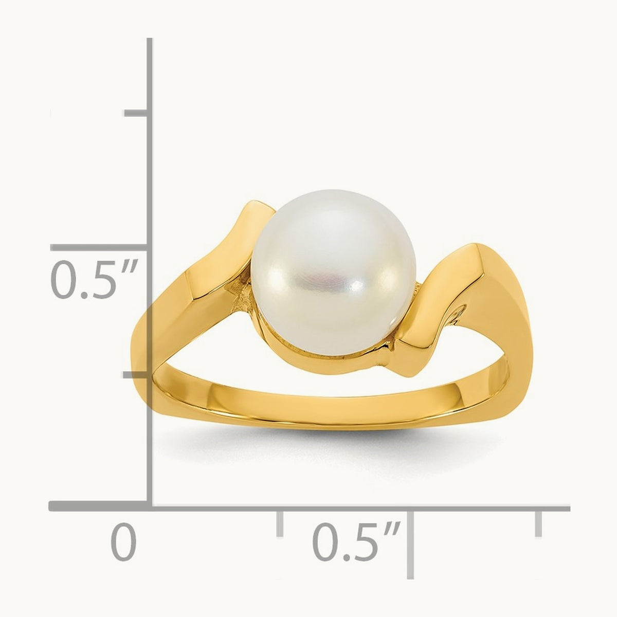 Polished 7- Button White FWC Pearl Square Ring, 8mm, 14K