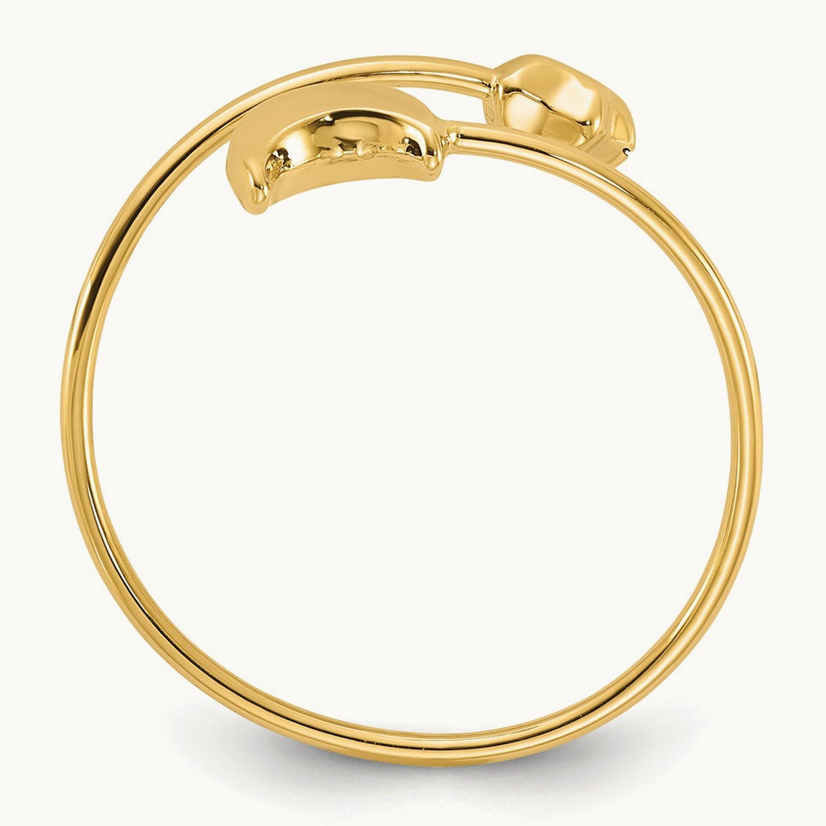 Polished Adjustable Moon and Star Ring, 14K