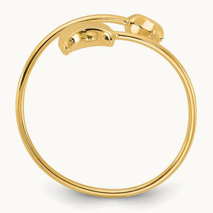 Polished Adjustable Moon and Star Ring, 14K