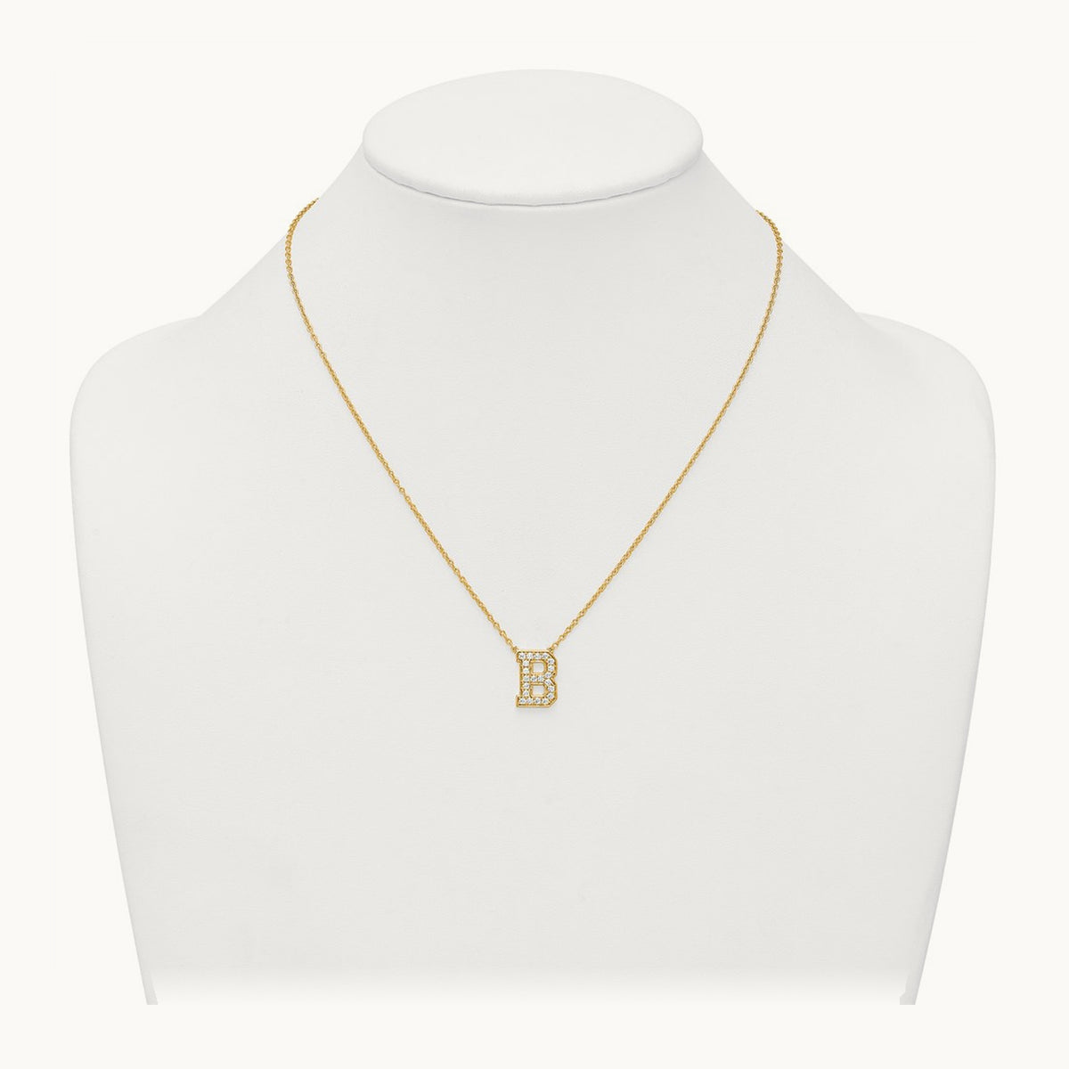 Initial Necklace — 14K Yellow Gold, B, 1/2 ct
